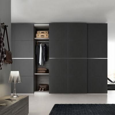 Modern Furniture Home Hotel Apartment Bedroom Black Panel Wooden Wardrobe Design