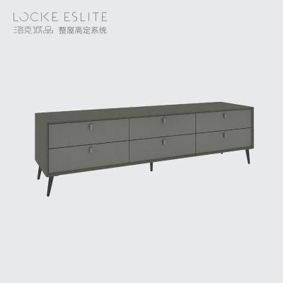 High Quality Stylish Minimalist Style Six Drawer Floor-to-Ceiling TV Cabinet