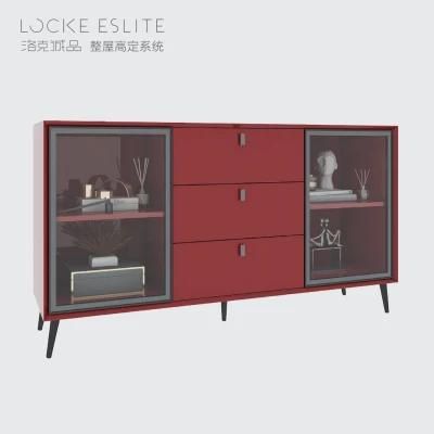 2022 China Factory Double Glass Door Three Drawer Symmetrical Combination Sideboard