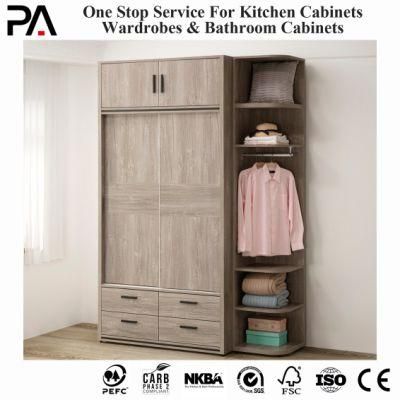 PA China Factory Supply Wood Wardrobe Cabinets Bedroom Furniture Open Design Wardrobe for Prefab Houses