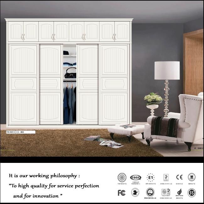 2016 Modern White Shutter Color Contrast Sliding Wardrobe