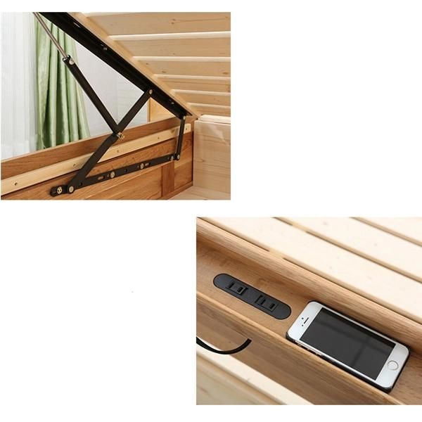 High Box Bed Solid Wood Double Bed Storage Bed