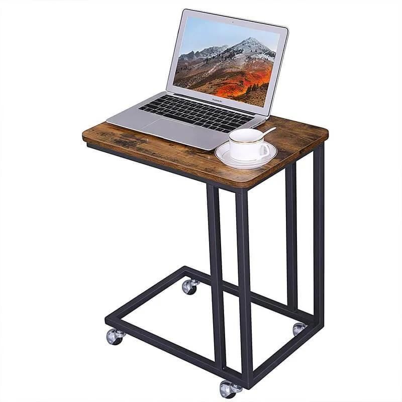 Side Coffee C Shaped Table for Sofa Bedside Table on Wheels