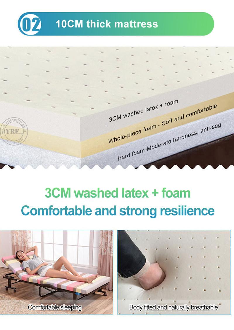 Bedroom Folding Bed Spare Portable Latex Foam Mattress Beige Single Bed