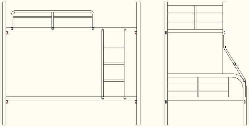 Powder Coated High Quality Iron Bunk Bed