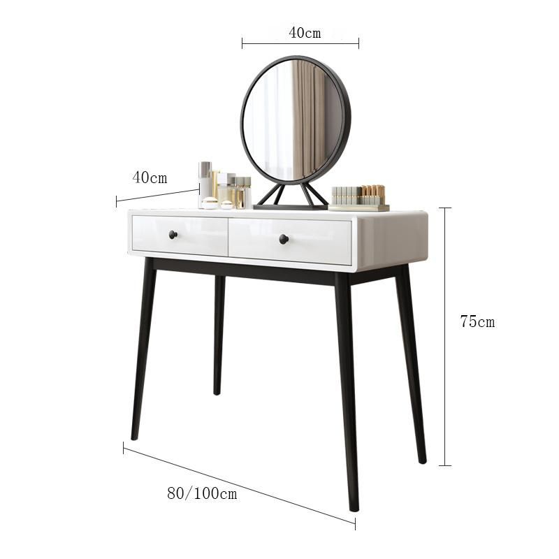 White Painted Iron Black Sand Dressing Table Nordic Small Apartment Bedroom Dressing Table Modern Simple Net Red Dressing Table 0017