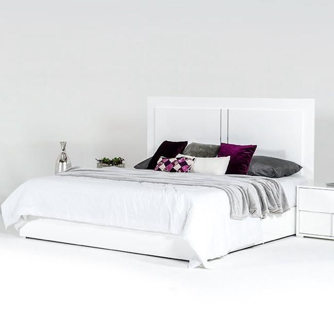 Nova Nordic White Queen Size Bed with Chrome Accents Decoration