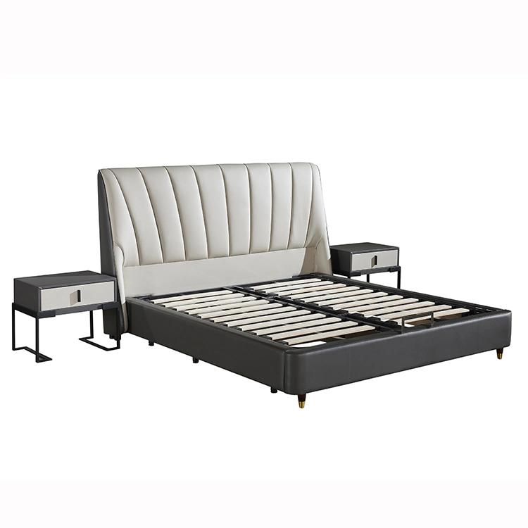 European Style Bedroom Furniture Platform Bed Upholstered PU Leather King Size Bed