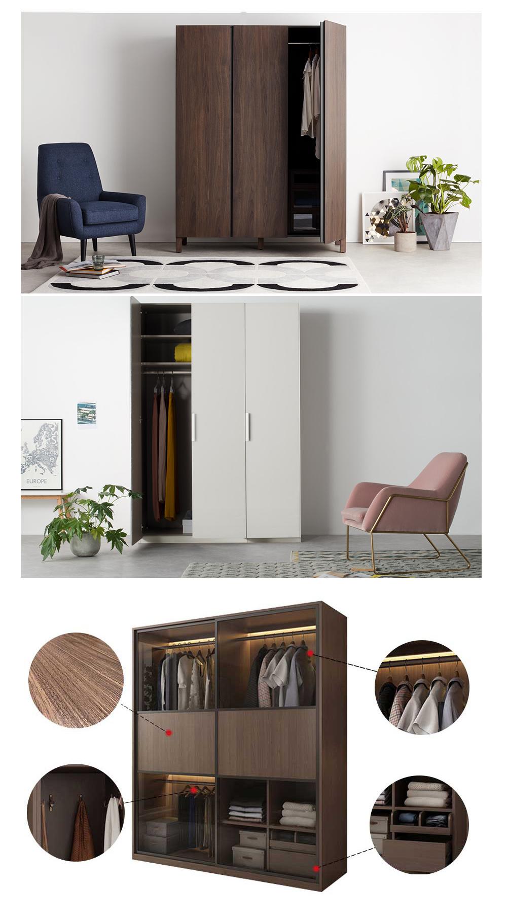 Modern Designer Home Furniture Set 4 Door Wardrobe with Swing Door Bedroom