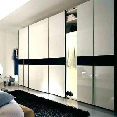 Bedroom High Gloss White Glass Sliding Closet