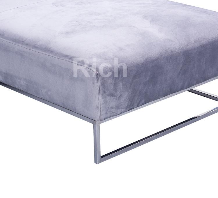 Metal Base Home Furniture Bed End Living Room Velvet Sofa Bench