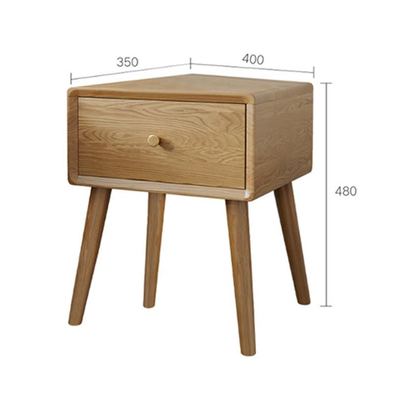 Nordic Solid Wood Bedside Cabinet Bedroom Locker Simple Storage Cabinet Japanese Style Bedside Table White Oak Furniture 0033