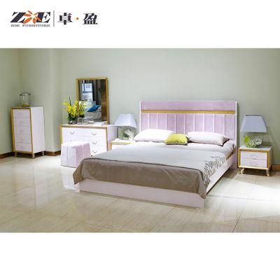 Modern Simple Design Wooden Fabric Bedroom Set