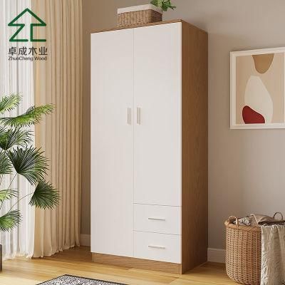 White Color MDF Faced Melamine Door Wardrobe with Handle