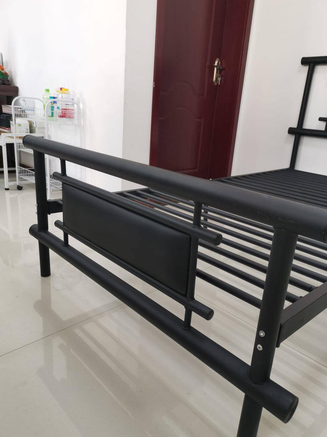 Latest Comfortable High Structure Metal Single Beds with PU Bed Head