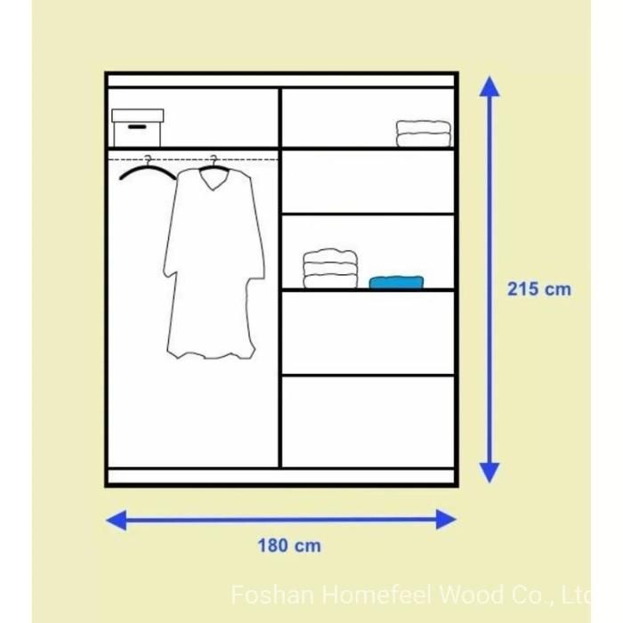 Modern MDF Wood Bedroom Mirror Sliding Door Wardrobe Closet (HF-WB75)