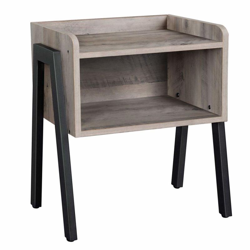 Nova Industrial Accent Furniture Stackable End Table, Side Table for Small Spaces, Storage Compartment, Nightstand