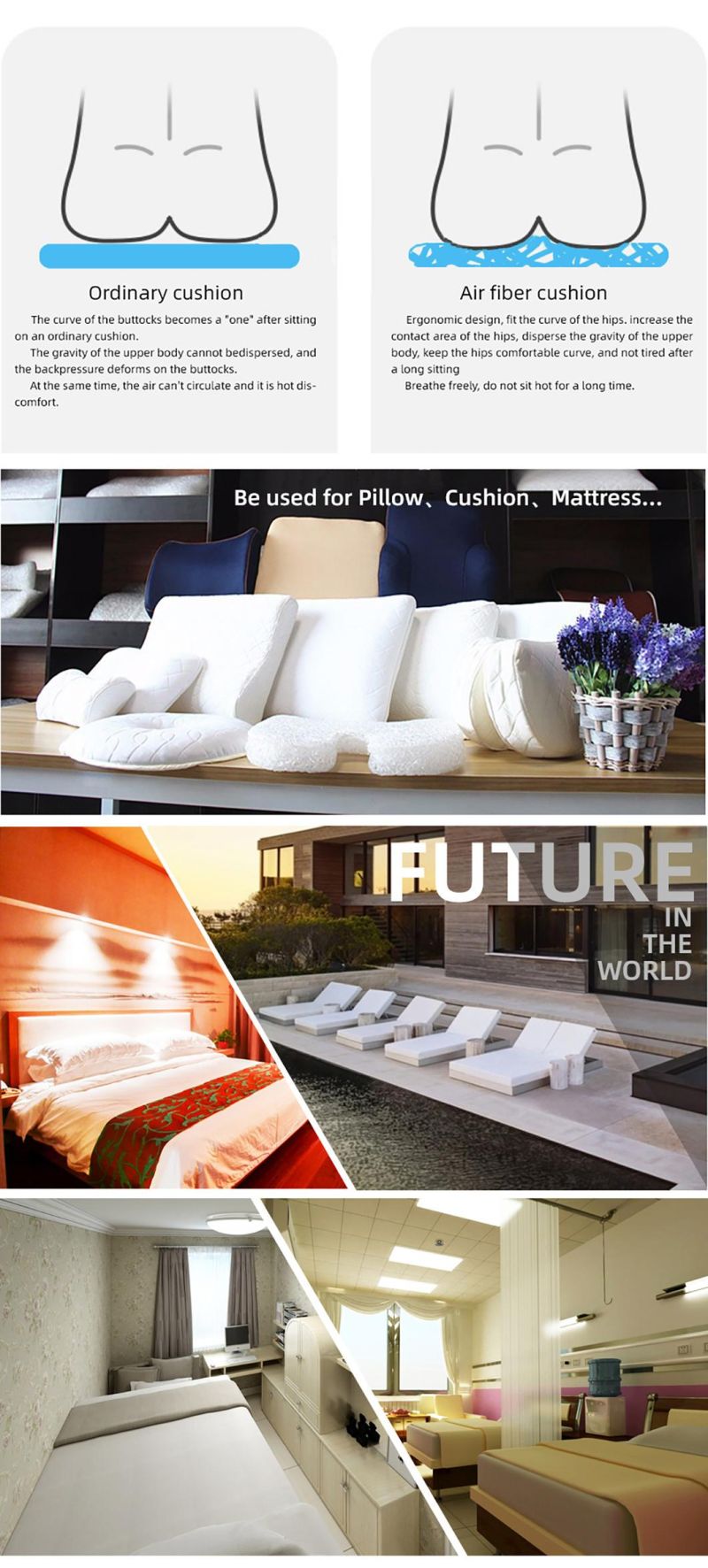 High Polymer Durability Safety Breathable 4D Air Fiber Bedding Mattress