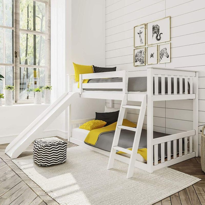 Bunk Bed with Slide Pine Wooden Finished Bed with Ladder/Furniture Bedset/Children Wooden Bed/Bedroom Set/Bed Frame