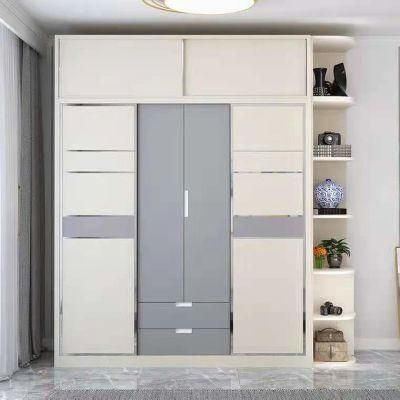 Nordic Sliding Door Modern Simple Wooden Storage Cabinet Wardrobe