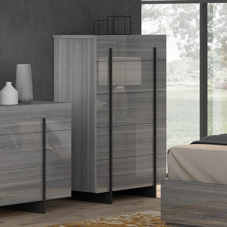 Nova Home Bedroom Furniture 5 Drawer Chest with Metal Vertical Bar Handle