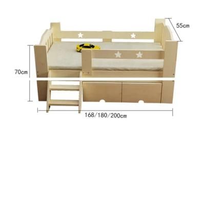 Solid Wood Children&prime;s Bed with Guardrail Single Bed for Boys and Girls