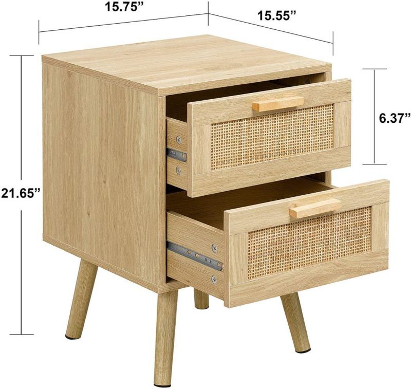 Hot Selling Rattan Bedside Table End Table Nightstand for Living Room Bedroom