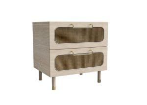 Light Oak with Natural Woven Rattan Wood Wax Oil Paint with USB