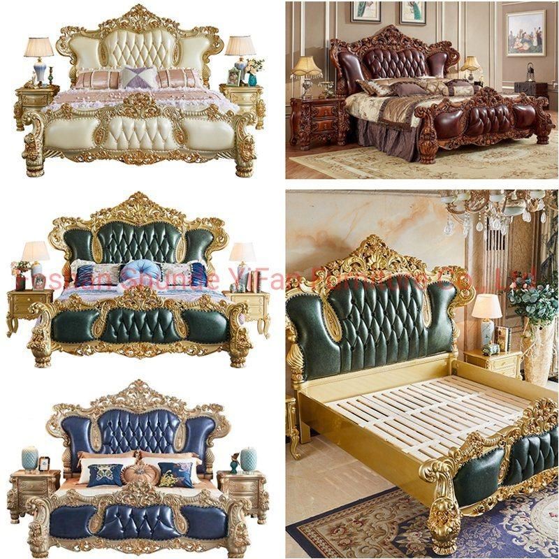 Wood Carved Luxury Bedroom Bed in Optional Furnitures Color From Chinese Furniture Factory