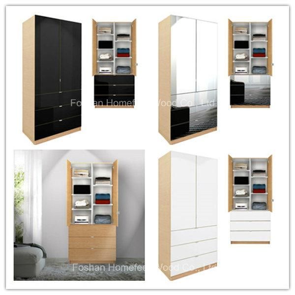 Modern Bedroom Furniture Wardrobe Cabinet with Adjustable Shelves and Drawers (HF-EY09041)