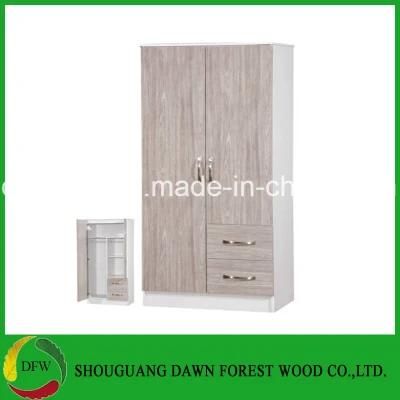 2 Door Wardrobe /2 Drawers Combi / Grey Oak High Gloss &amp; Black Ash