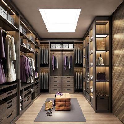 Open Style Organizer Wood Wardrobes Closets Design Modern Bedroom Modular Walk in Closet for Clothes
