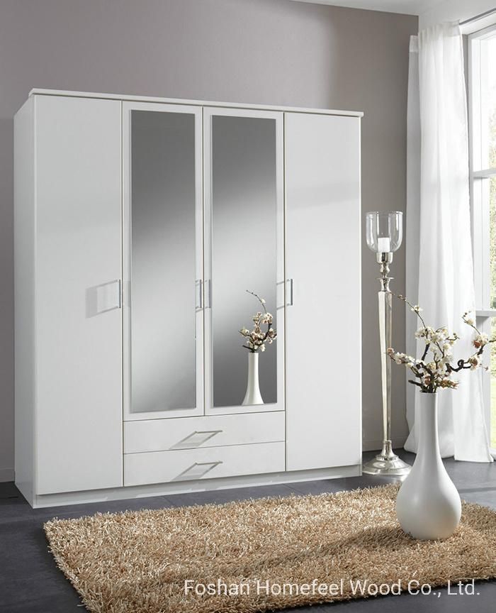 MDF Wooden 2 Door Mirrored Combi Bedroom Wardrobe (HF-WB0226021)