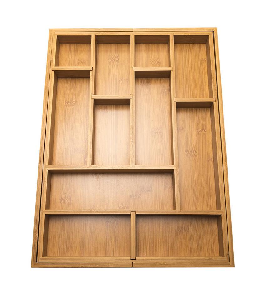 Adjustable Bamboo Drawer Custom-Made Expandable Natural