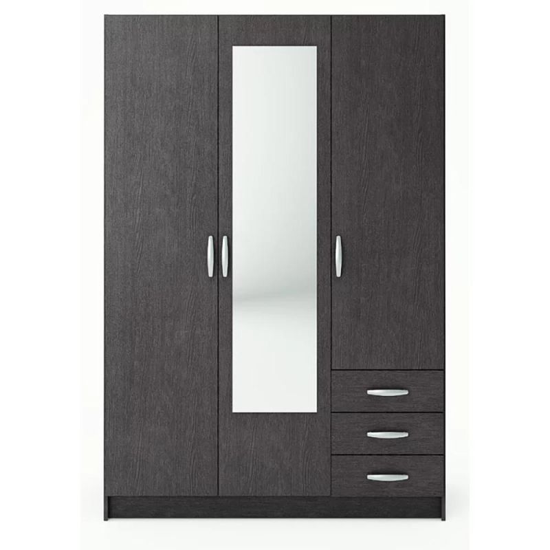 Laminated MDF Bedroom Wardrobe with Metal Handle Hinged Door