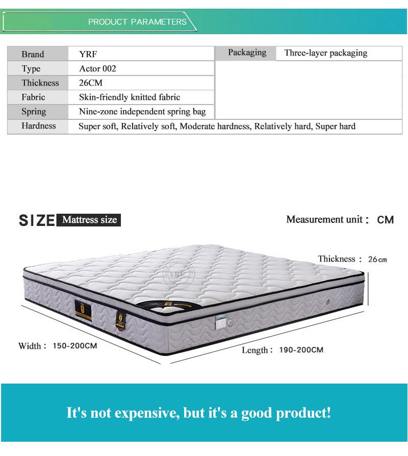 Good Quality Independent Spring Sheraton Hotels Single Bed Mattress for Bedroom Furniture