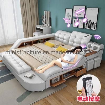 (MN-MB95) Modern Unique Design Bedroom Bed with Recliner/Cabinets/Safe/Bluetooth/Pop-up Desk