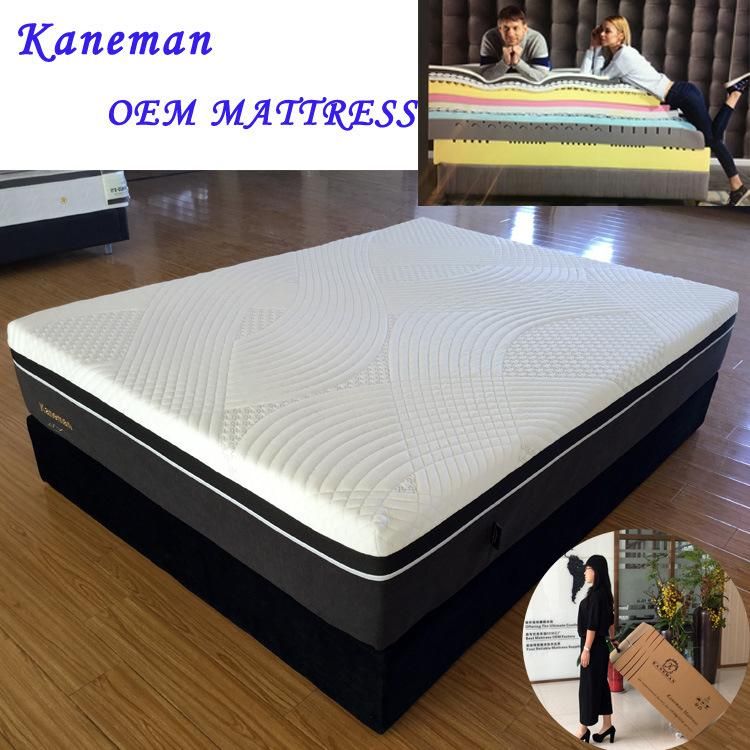 12inch OEM Gel Memory Foam Mattress with Zipper Cover Rolled in Box
