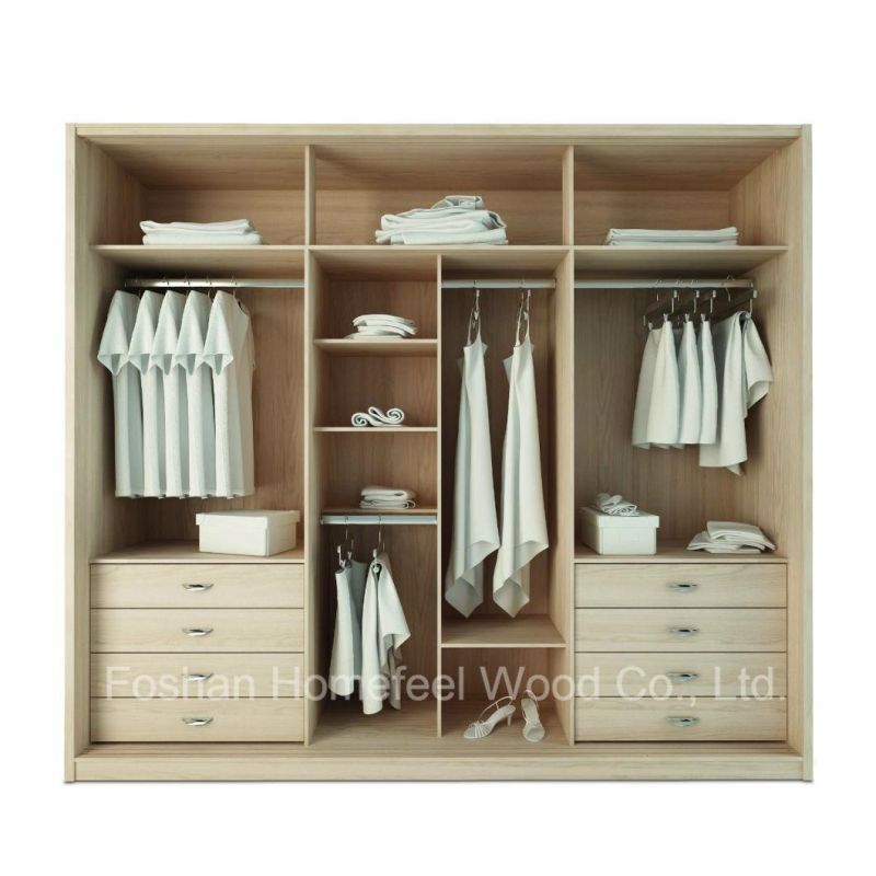 Warm Oak Vanilla 3-Sliding Doors Bedroom Wardrobe Armoire (HF-Y54TXU)