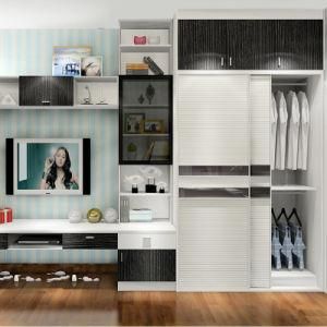 Modern Shutter Sliding Door Wardrobe with Aluminum Alloy Edge