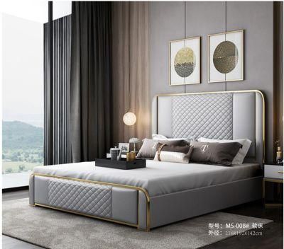Home Bed Bedroom Furniture King Bed Leather Bed