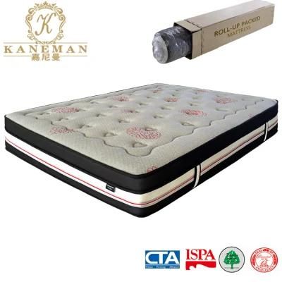 Hot Sale Latex Bamboo Charcoal Pocket Spring Mattress Roll in Box