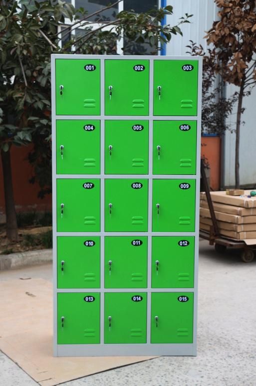 Colorful 15 Door Compartment Steel Staff Cabinet Metal Locker