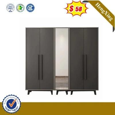 High Gloss Laminate Wardrobe Melamine Wood with Mirror Bedroom Furniture Set
