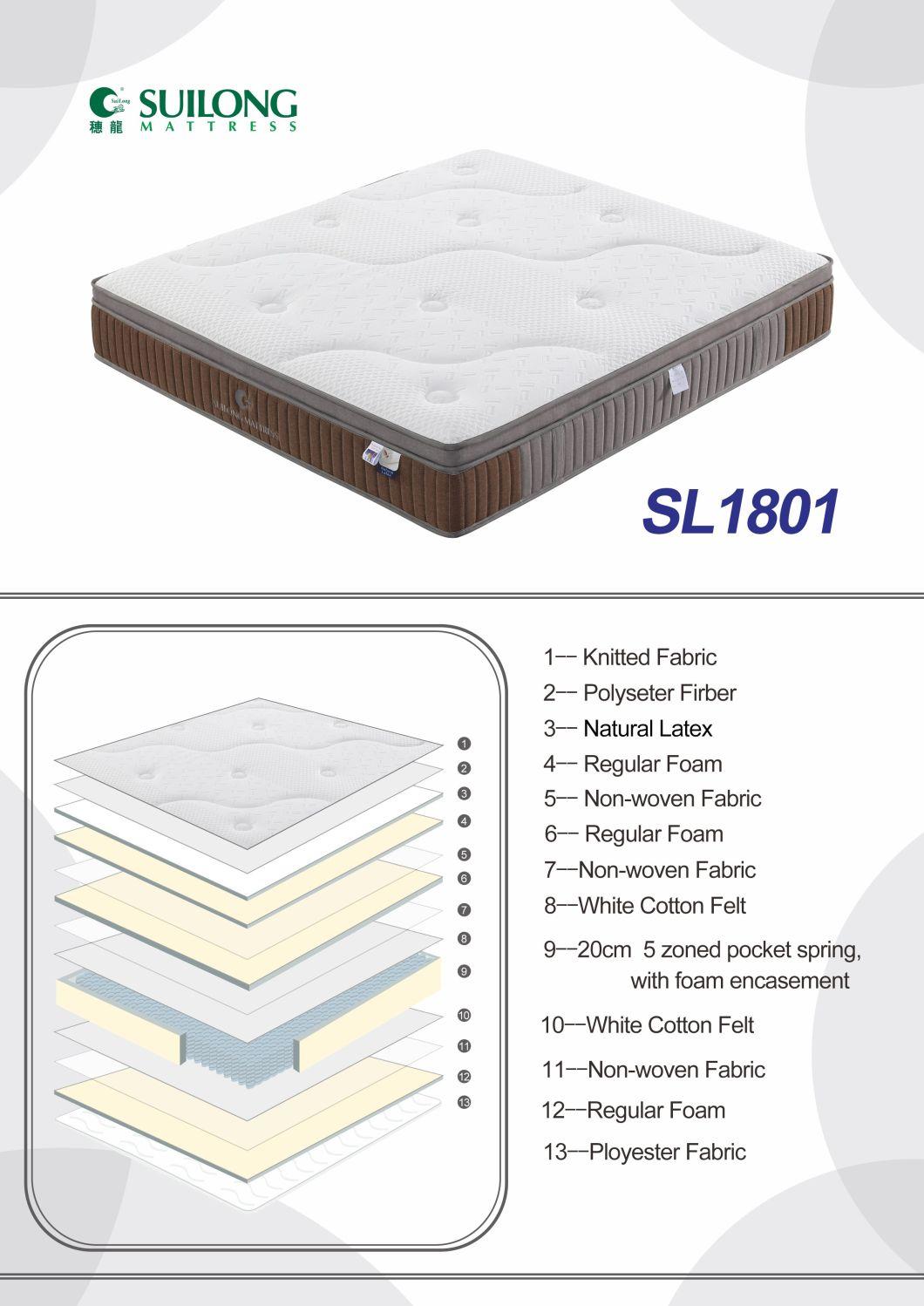 Hot Style Mattress Bedroom Furniture Pocket Spring with Latex Mattress