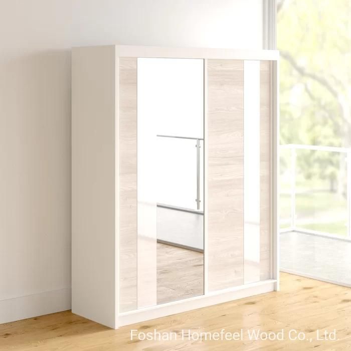 Wholesale Modern MDF Wooden Home Bedroom Sliding Mirror Door Wardrobe (HF-WB41)