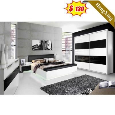 Modern Minimalist Style Mixed Color Black and White Hotel Apartment Bed Bedroom Set