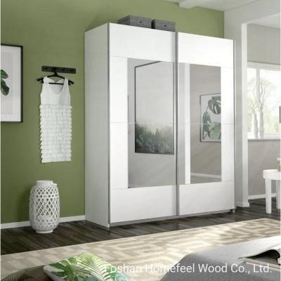 European Home Furniture Wooden Wardrobe Sliding Mirror Door Bedroom Wooden Closet (HF-WF032420)