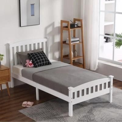 Bedroom Single Twin Size Bed Painted in Pine Wood with White Paint