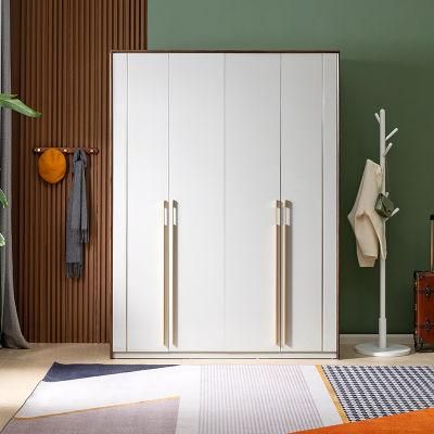 Quanu 127303 Modern 4 Doors Wooden Wardrobe Bedroom LED Sensor Light Closet